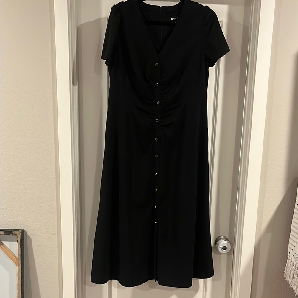 Elegant Black Faux Button-Down Dress